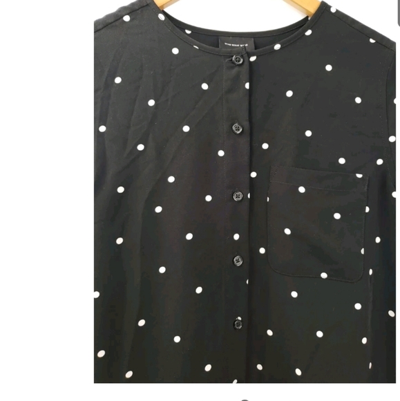 Who What Wear Shirt Dress Polka Dot Large Black White Oversized Long Sleeve - Picture 4 of 14